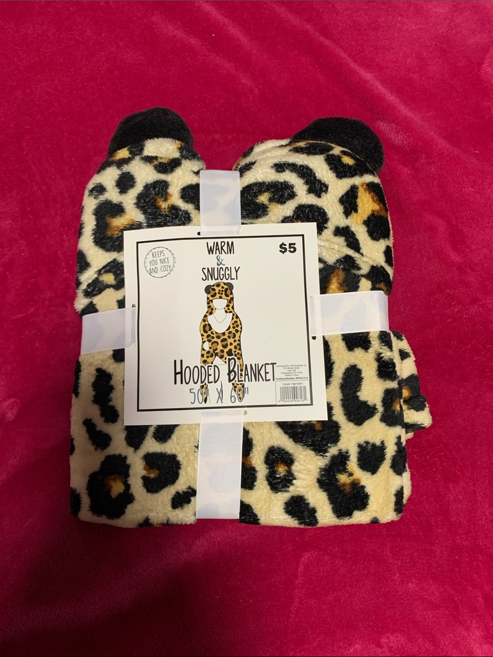NWT ( out of production )Leopard Print Hooded Blanket - Cream, Black, Brown